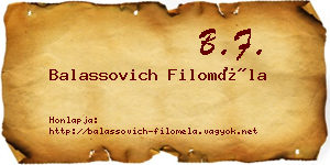 Balassovich Filoméla névjegykártya